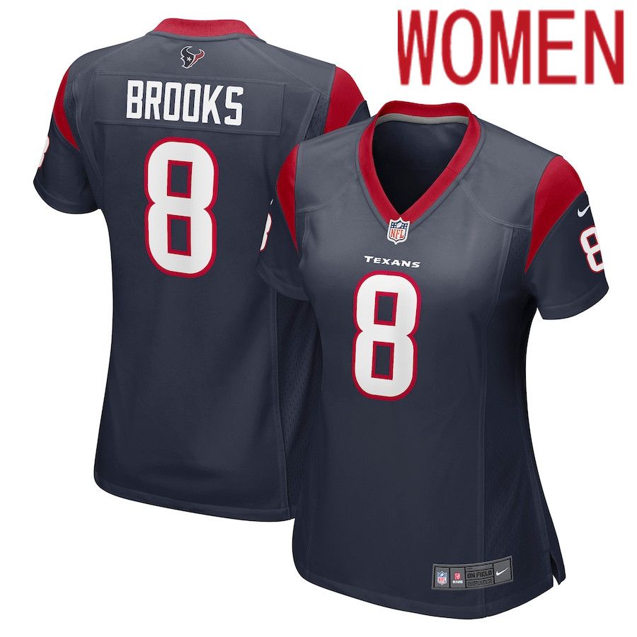Women Houston Texans #8 Terrence Brooks Nike Navy Game NFL Jersey->women nfl jersey->Women Jersey